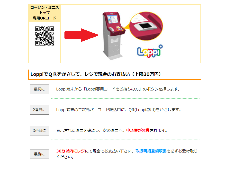 ⑥お知らせに従いそれぞれの支払方法で支払う